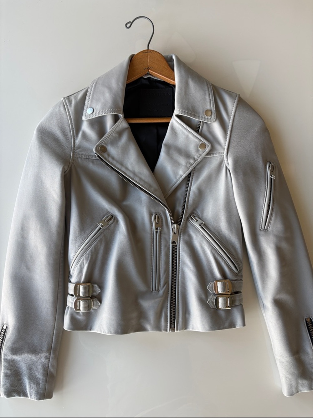 All Saints 100% sheep leather biker jacket.